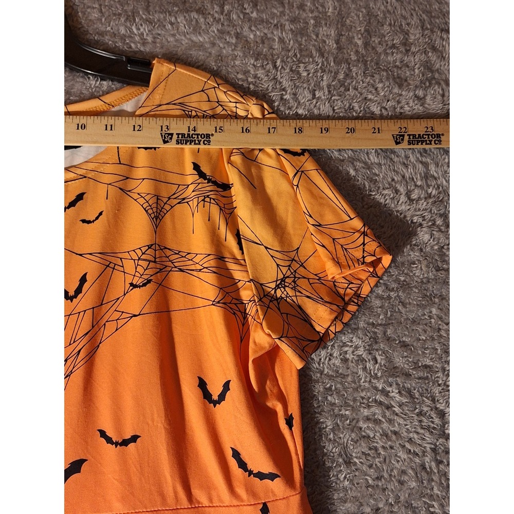 For G and PL Womens 2XL Halloween Dress Bats Haunted House A Line Orange Party - Picture 4 of 8